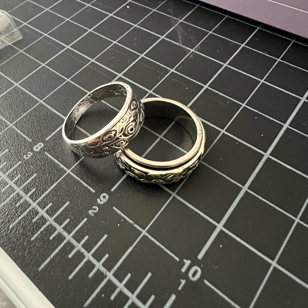 Silver Jjk Patterned Ring - image 2